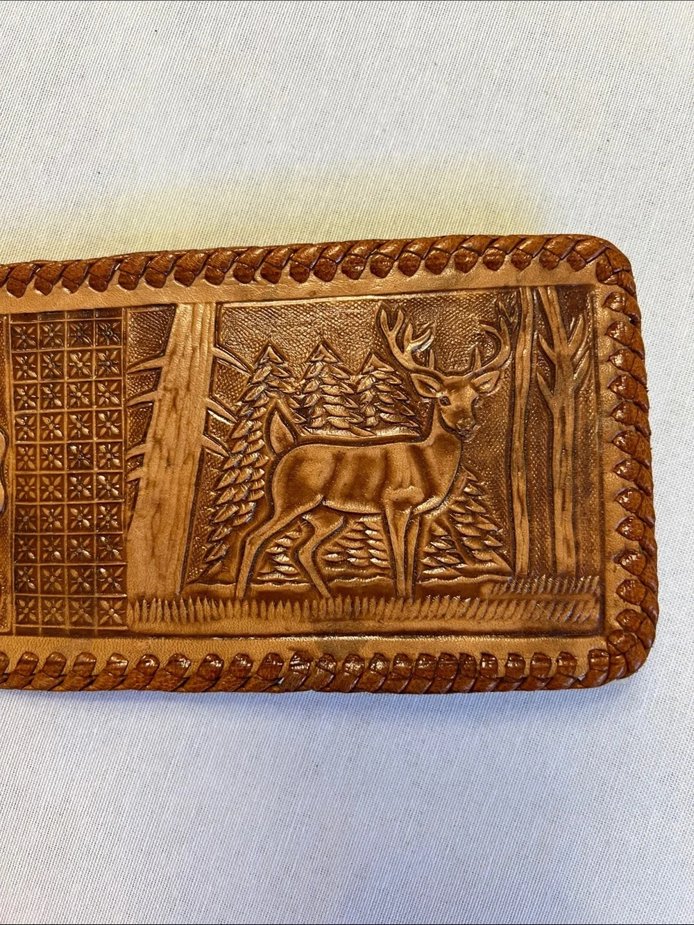 NEW Vintage Rolfs Hand Tooled Leather Wallet Billfold Embossed Western Buck Deer